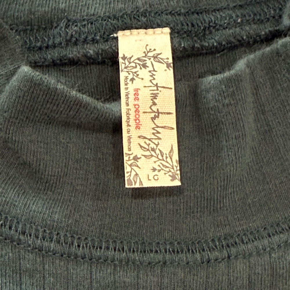 Intimately Free People Womens Ribbed Mock Neck Long Sleeve Top Forest Green LG - Picture 3 of 9